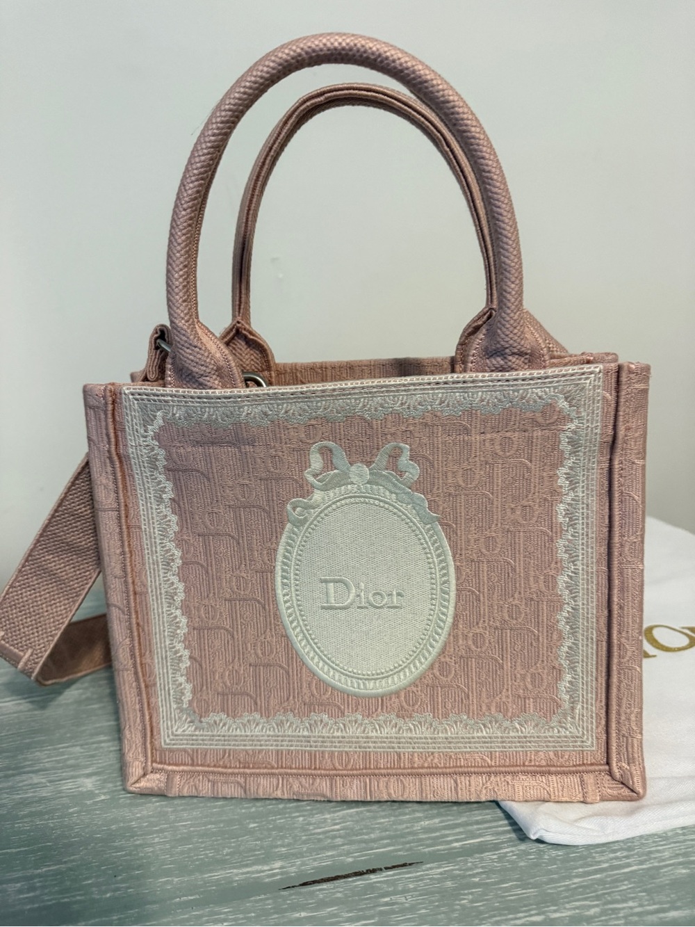 Pink Embroidered Book Tote - Dior - Picture 11 of 11